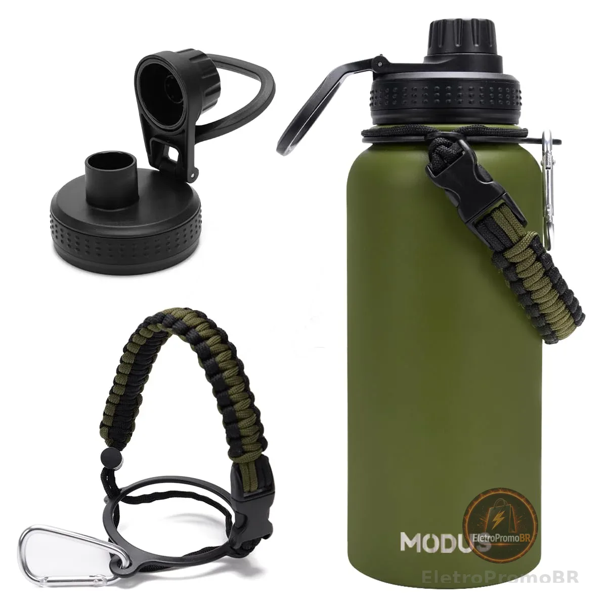 Garrafa Térmica De Água Isolada 950ml De Aço Inox Com Alça