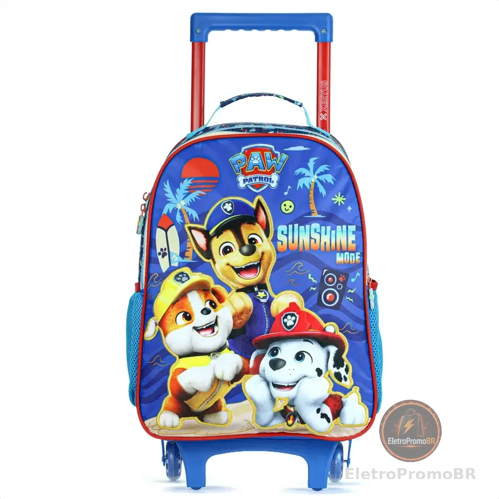 Mochila Com Rodas Escolar Xeryus 16 Patrulha Canina 15300 Azul Infantil Carrinho Resistente Paw Patrol