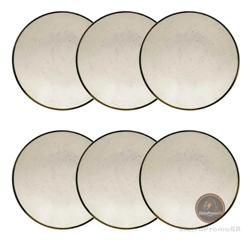 Jogo 6 Pratos Fundos Rustico Brisa 20,5cm Oxford Porcelanas