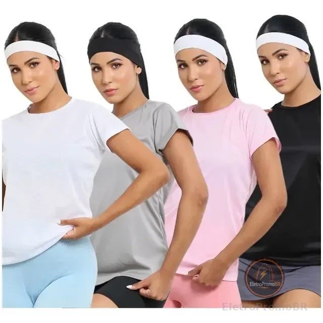 Kit 4 Blusas Feminina Fitness Dry Fit Camiseta Academia Moda