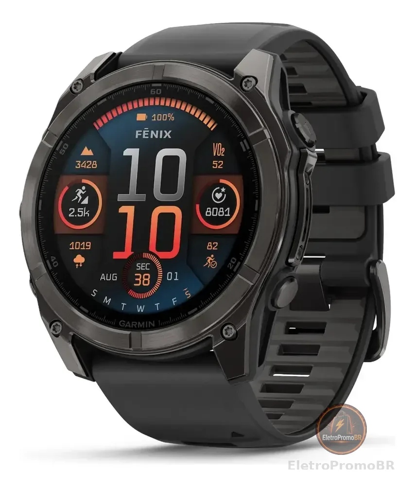 Garmin Fenix 8 Carbon Gray 51mm Safira Amoled Preto