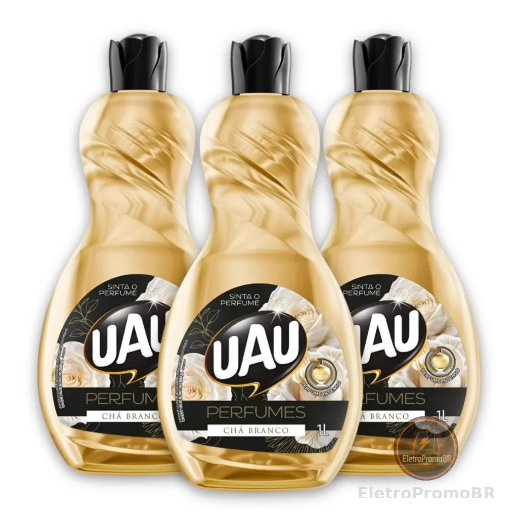 Kit 3un Limpador 1L UAU Perfume Chá Branco