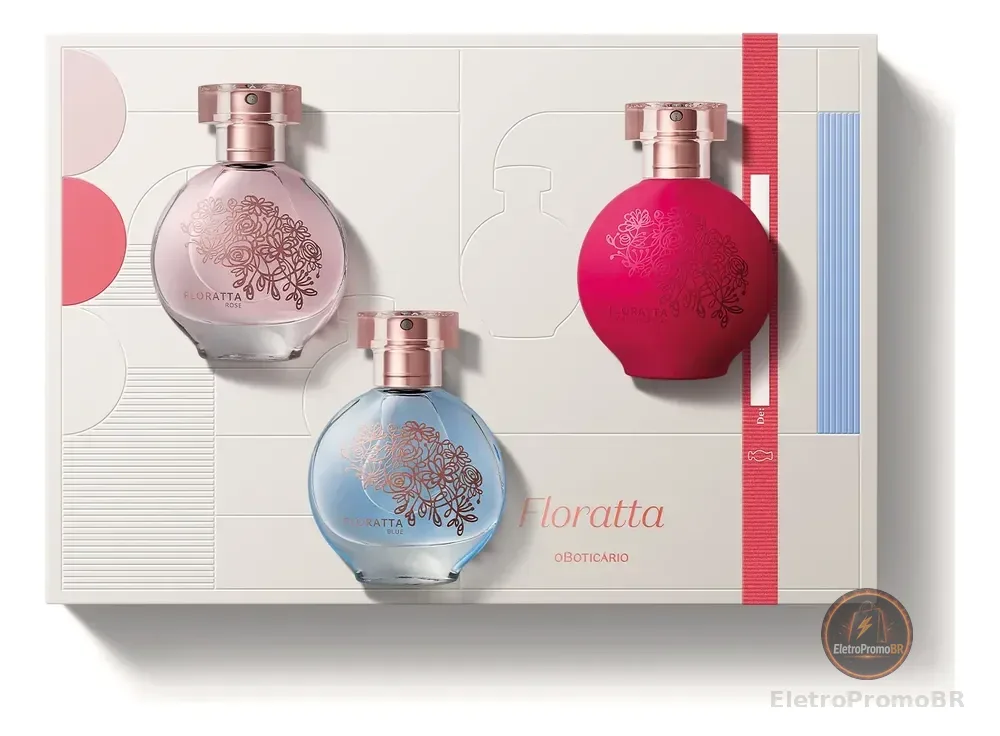Perfume Floratta Desodorante Colônia Spray 30 Ml - Kit Presente (3 Itens)