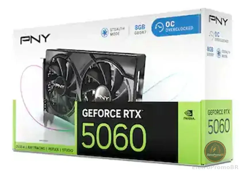 Placa De Vídeo Nvidia Geforce Pny Rtx5060 8gb Dual Fan Oc