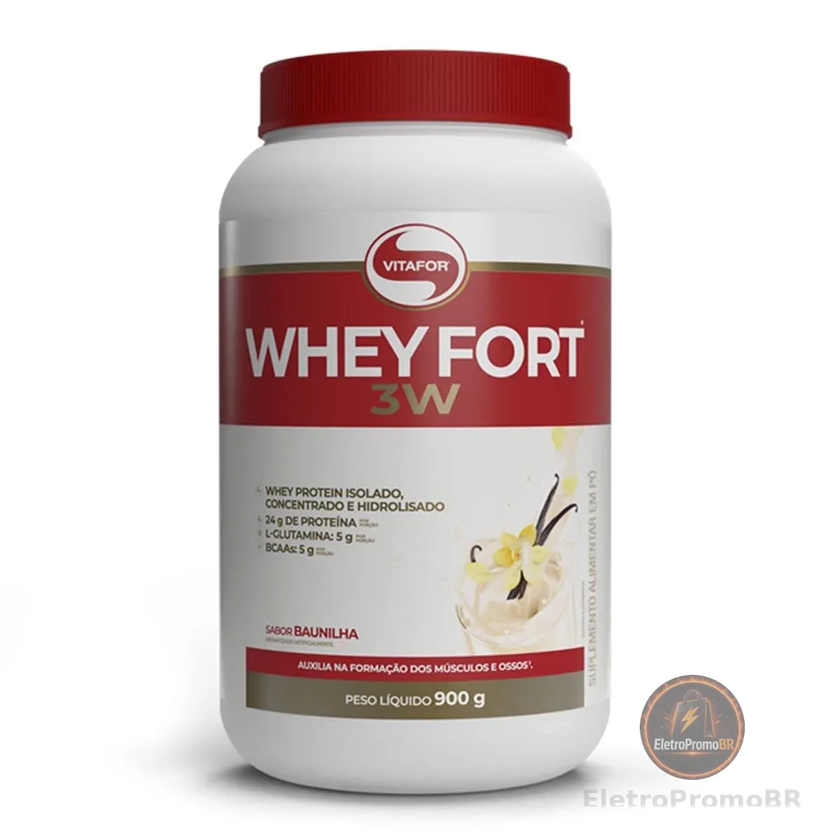 Whey Fort 3W (900g), Baunilha, VitaFor