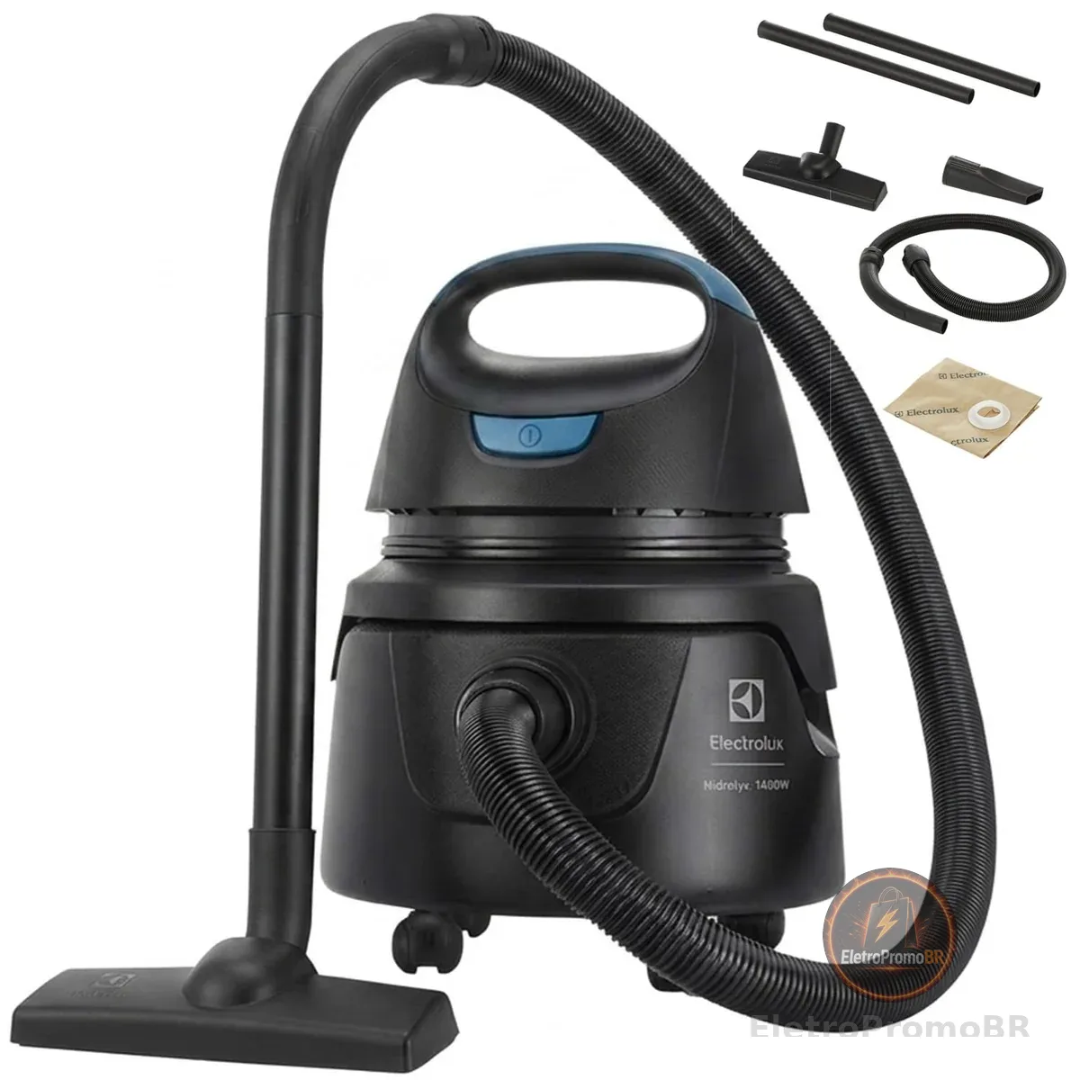 Electrolux Aspirador água pó compacto potente função sopro 1400W 12 L total 5 L util protetor termico AWD01 127V