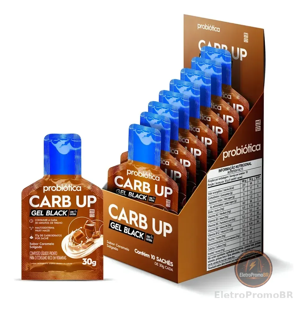 Carboidrato Carb Up Gel Black 10x30g Probiótica Caramelo Salgado Energia Rápida