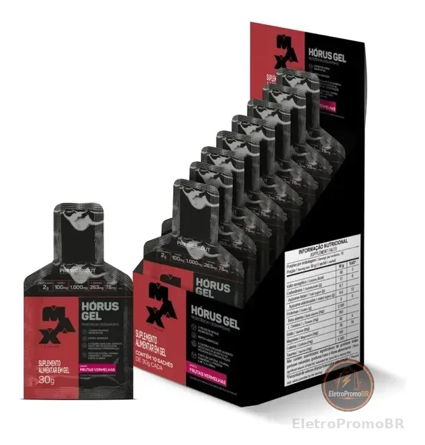 Pre Workout Horus Gel 10 Sachês De 30g Max Titanium Sabor Frutas Vermelhas