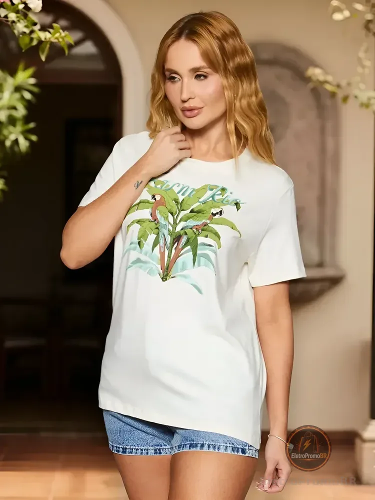Tshirt Farm Feminino Fit Original Do Brasil Bege Geométrico M