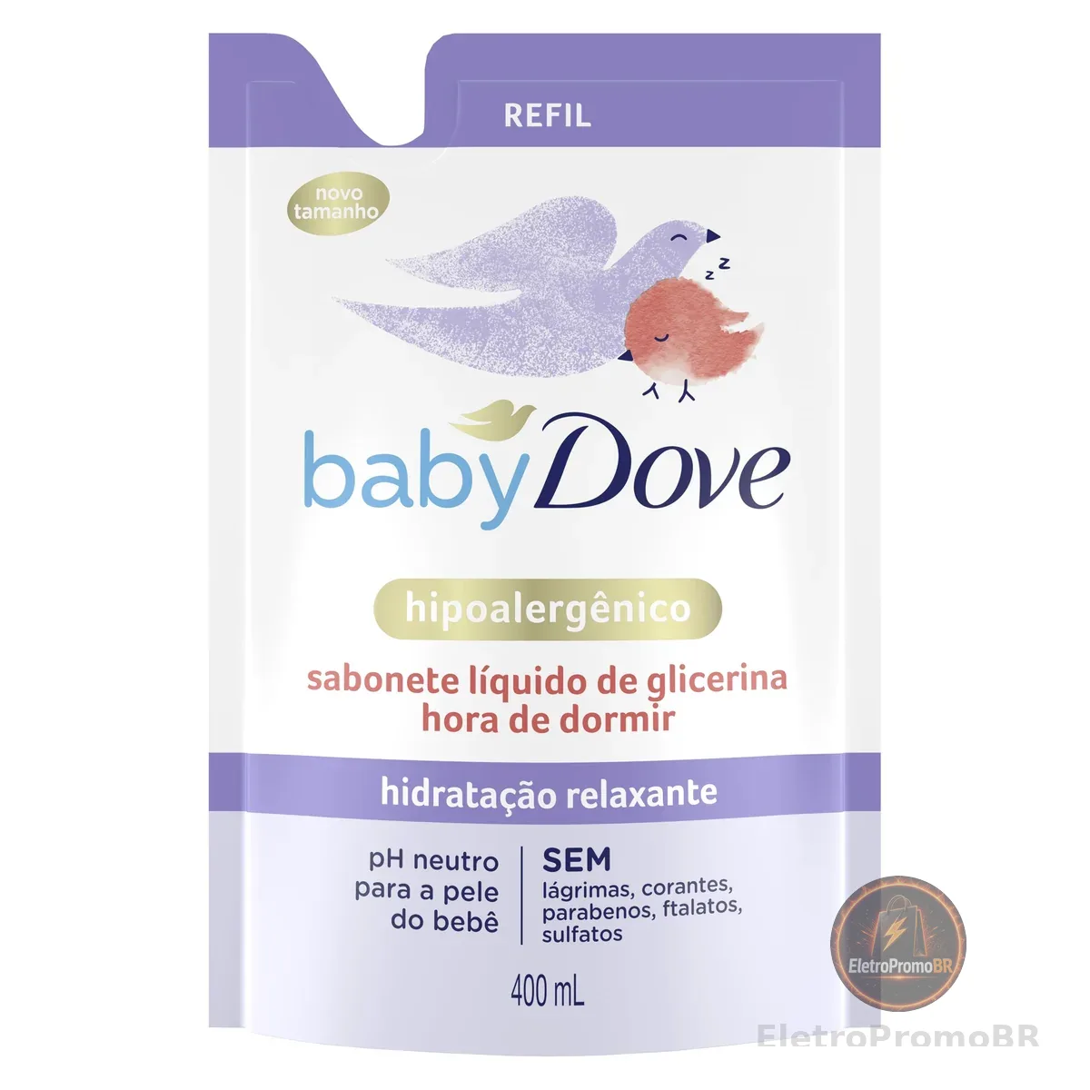 Dove Baby Sabonete Líquido de Glicerina Hidratação Relaxante Hora de Dormir 400ml Refil