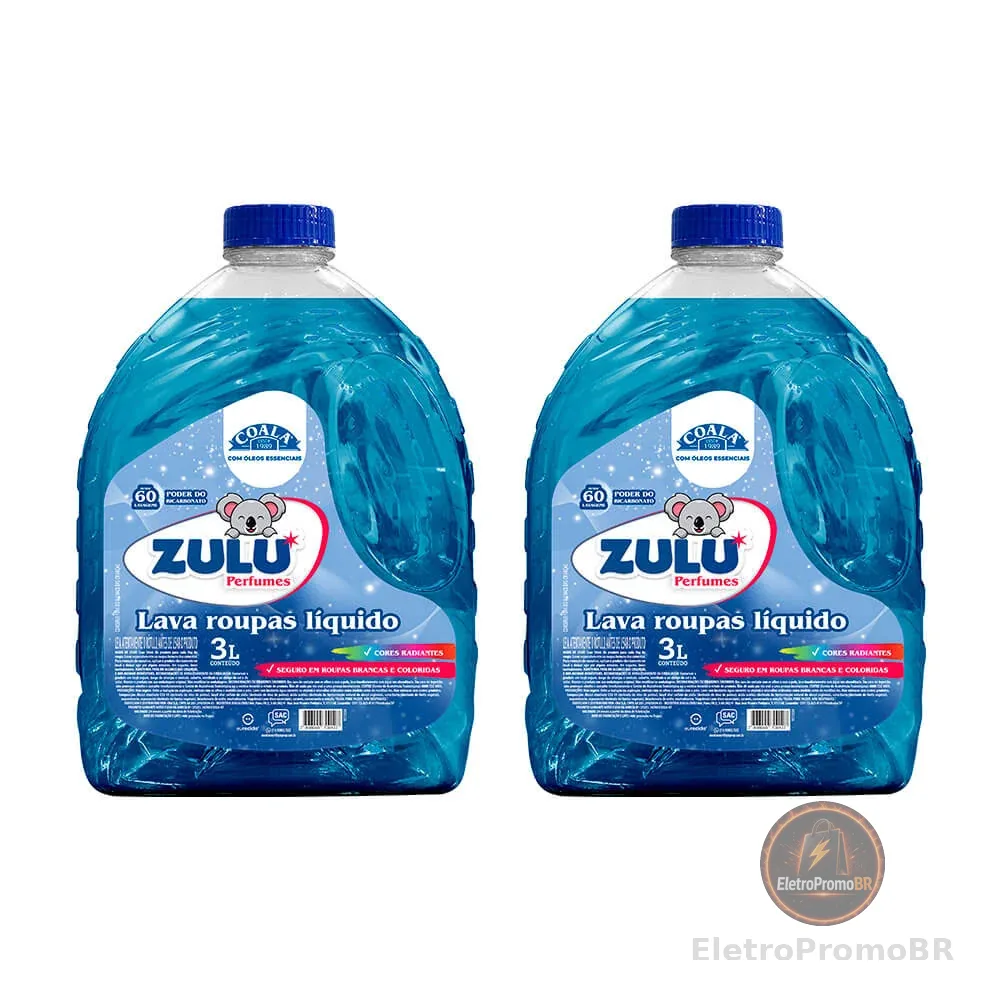 Kit 2 Lava Roupas liquido Zulu perfumes/Coala 3L