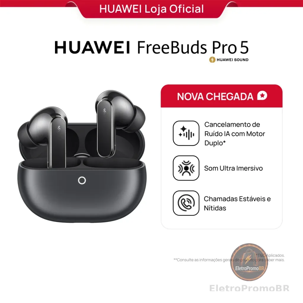 HUAWEI FreeBuds Pro 5  | Fone de Ouvido Bluetooth Sem Fio | Som Ultra Imersivo | Chamadas Nítidas