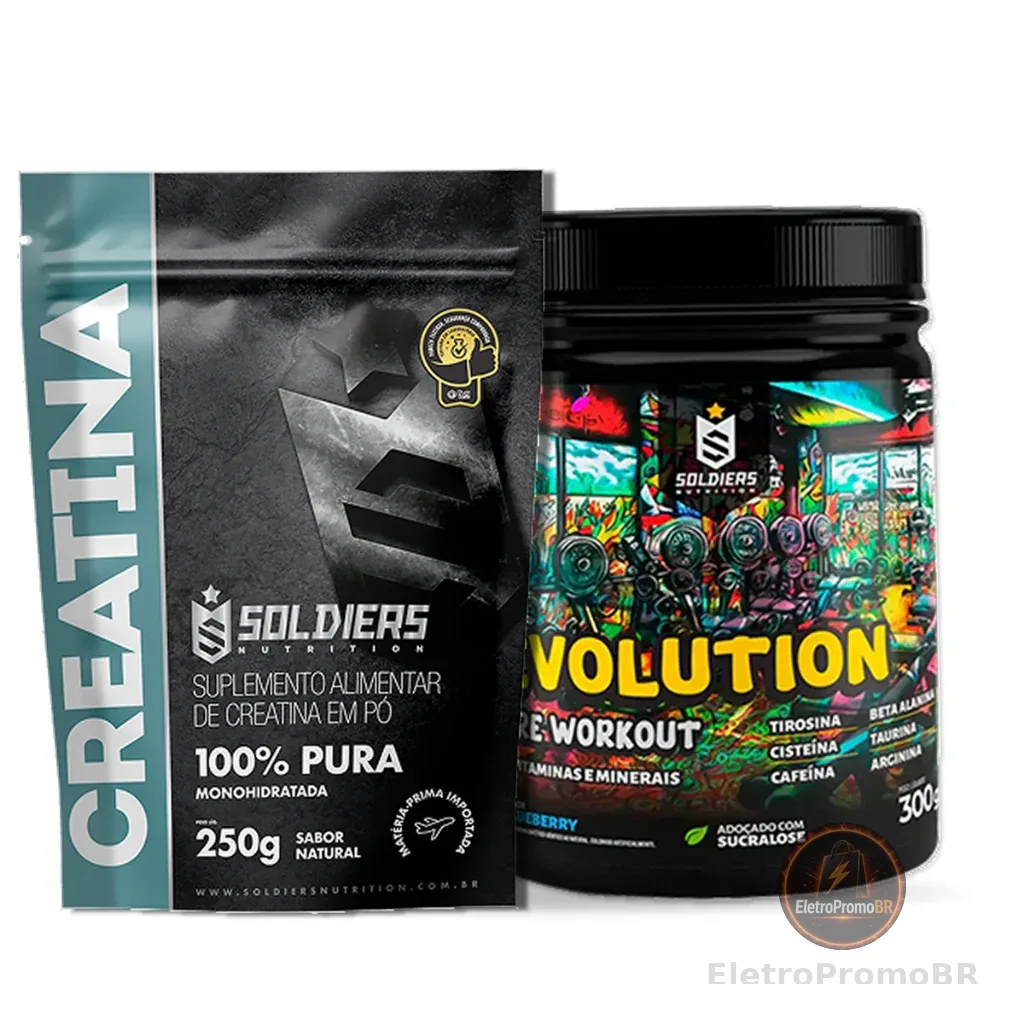 Kit Creatina 250g + Pré Treino Evolution 300g Para Rotina de Treinos - Soldiers Nutrition