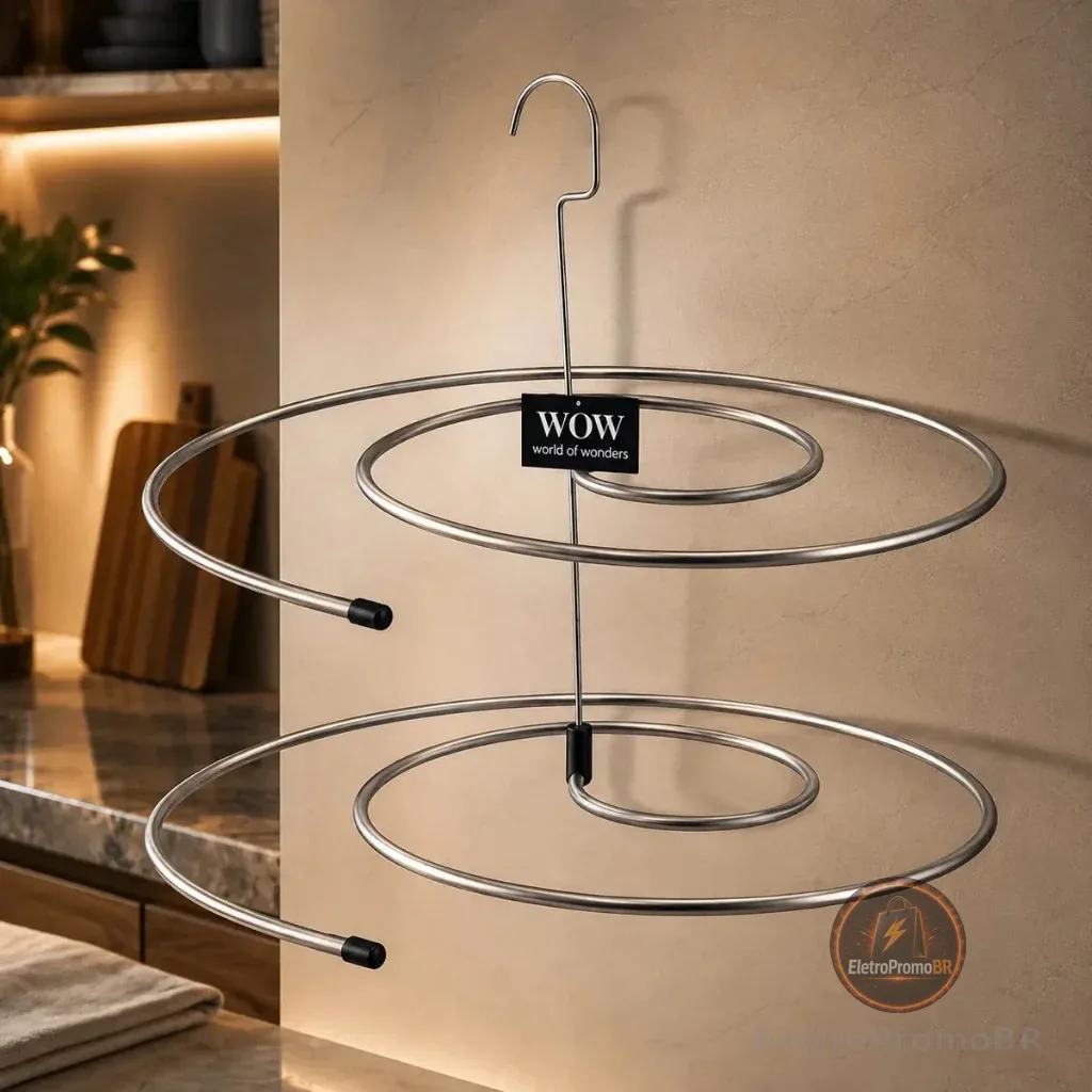 Kit 2 Varal Espiral Inox Secagem Fácil Cabide Redondo Lençol
