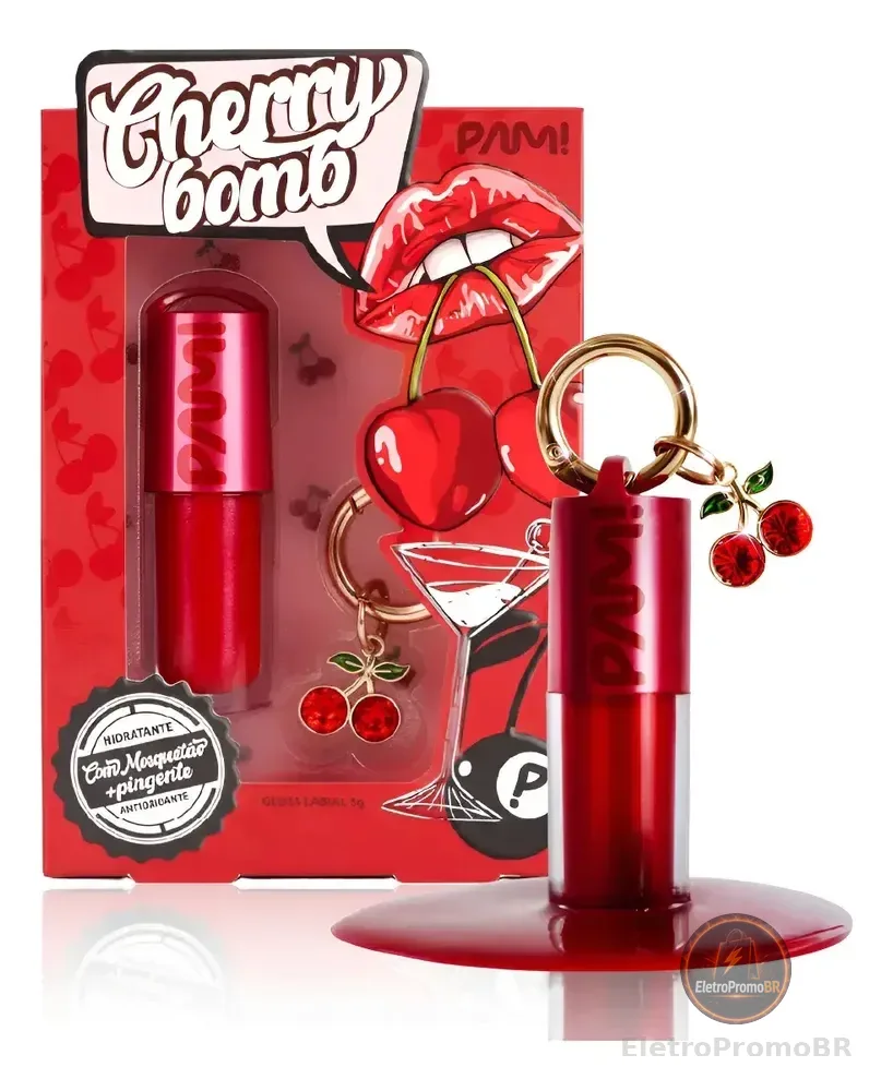 Gloss Labial Cherry Bomb Pam By Pamella 5g Vermelho