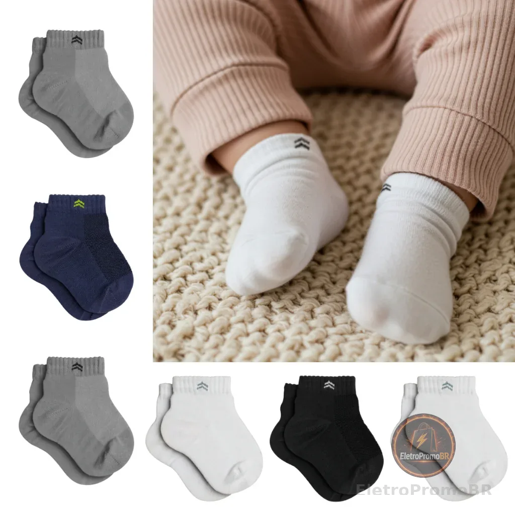 Kit 6 Pares Meias Infantil Baby Up 02025 Algodão Cano Médio