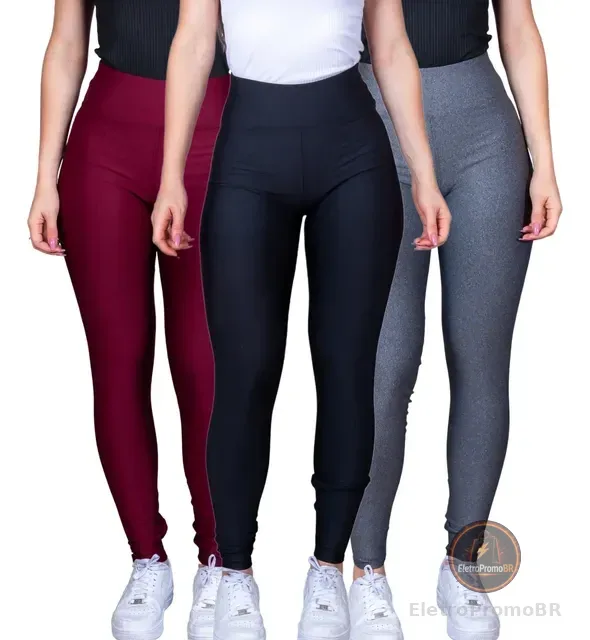 Kit 3 Calças Legging Feminina Tecido Grosso Black Friday