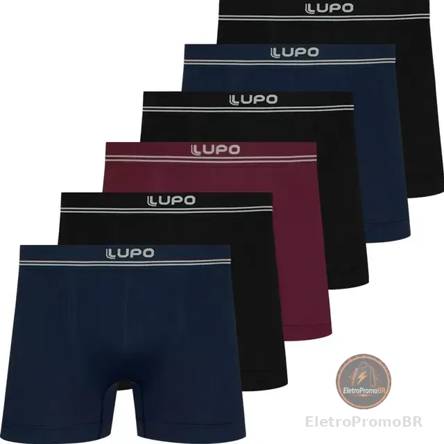 Kit 6 Cuecas Boxer Lupo Microfibra Sem Costura Box Masculina