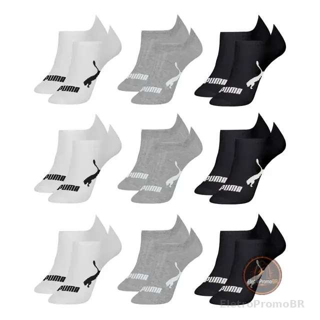 Kit 9 Pares Meias Puma Soquete Cano Curto Sapatilha Original