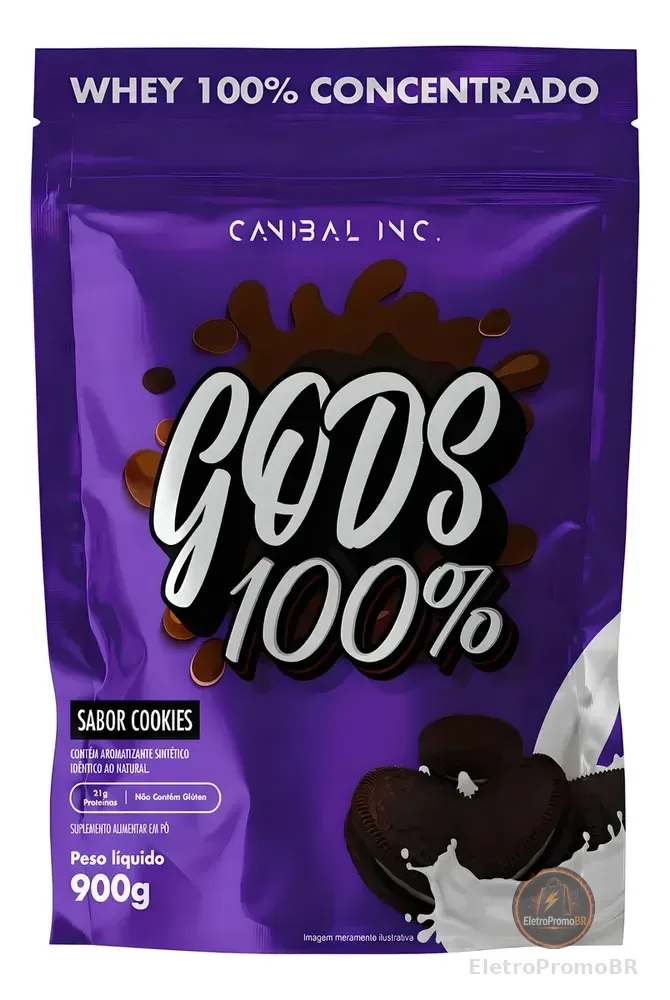 Whey Protein Concentrado Canibal Inc. Cookies 900g Refil Gods Whey