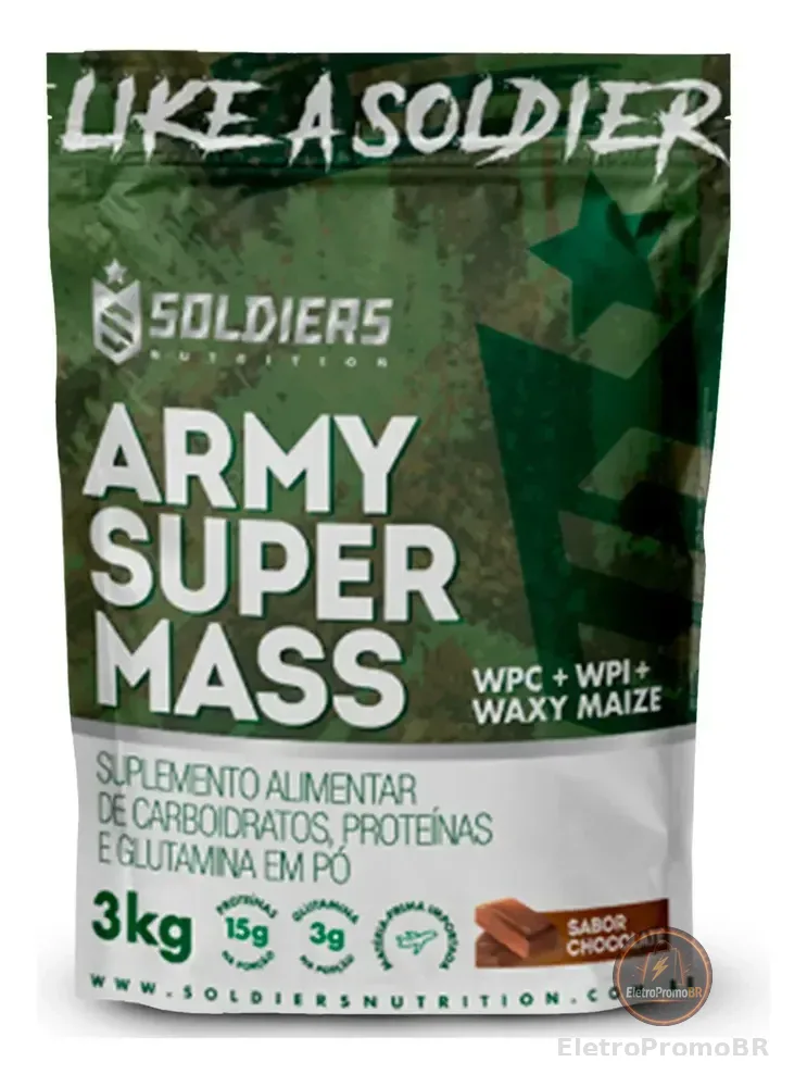 Whey Hipercalórico Army Super Mass 3kg 100% Importado Soldiers Nutrition Suplemento Proteína Muscular
