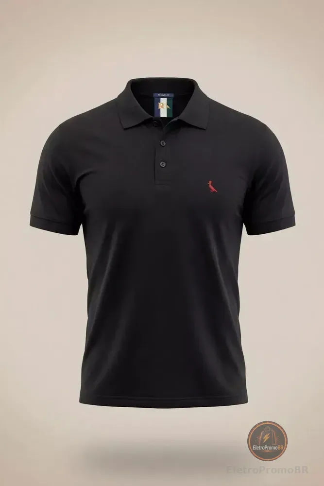 Polo Masculina Reserva Regular New Basic Preto/vermelho Liso Gg
