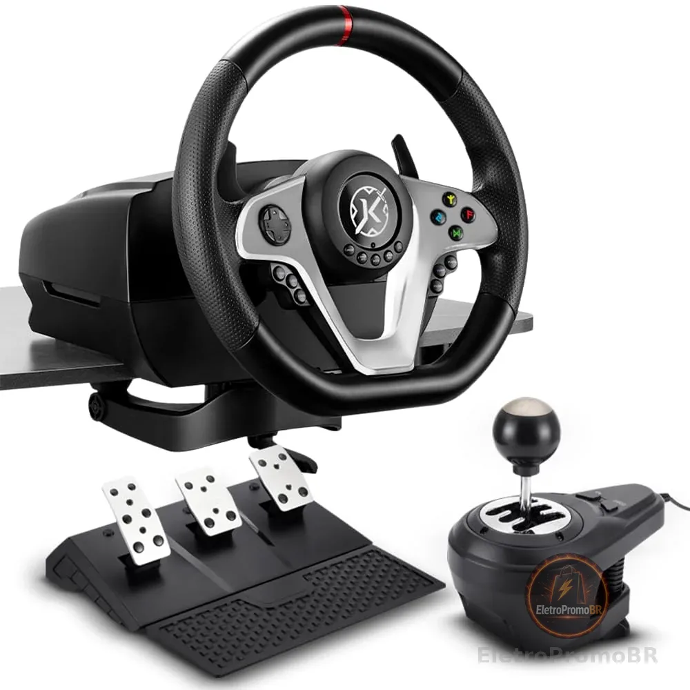 Kalkan Kit Simulador de Corrida G500 ProRacing Volante Pedais e Câmbio USB Force Feedback 3.2Nm 900° Compatível c/ PC, Xbox, PS4 - KLK00032
