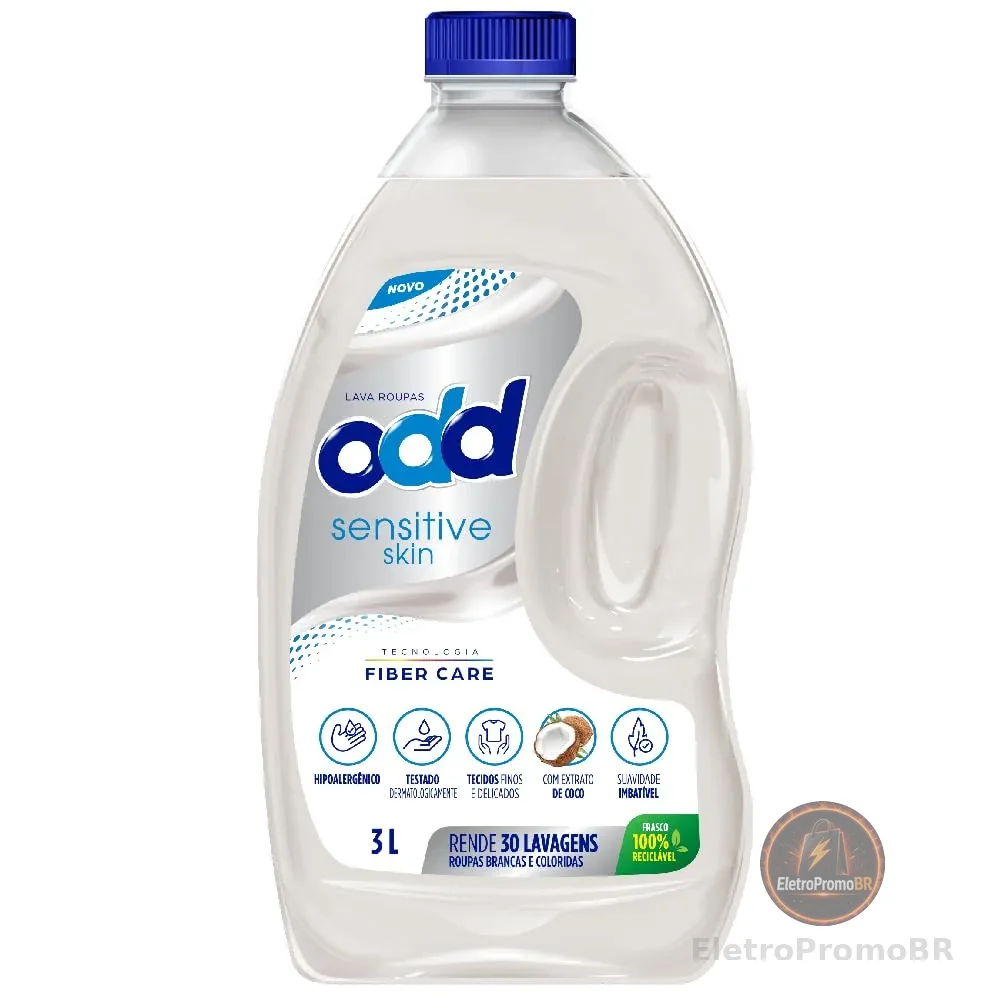 Limppano Lava Roupas Líquido Sensitive Skin Côco ODD Lavagem Completa 3L