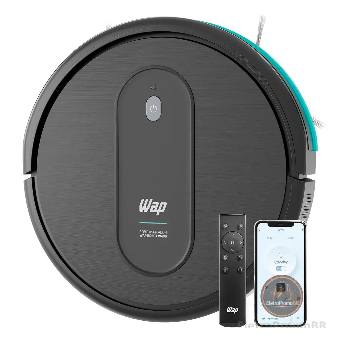 WAP Aspirador de Pó Robô ROBOT W400 3 em 1, Automático, 300ml, Compatível com Assistentes de Voz, 30W 10,8VDC Bivolt