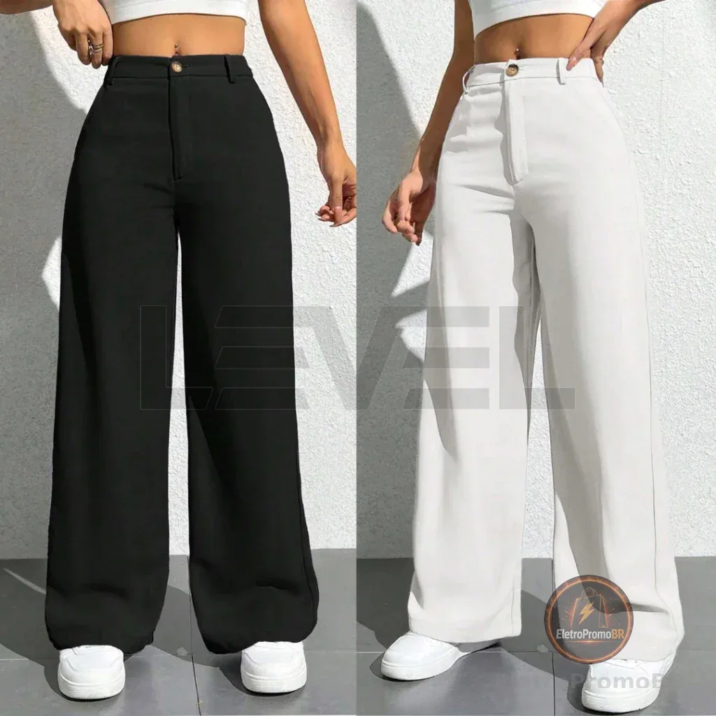Calça Feminina Wide Leg Alfaiataria Varias Cores Lançamento