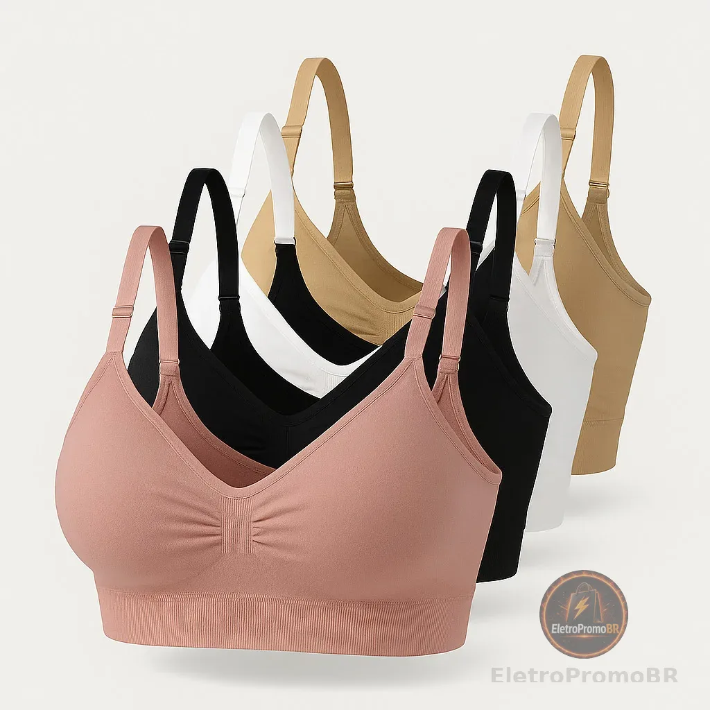 Kit 4 Top Sutiã Com Alça E Fecho Ajustável Leve e liso confortável top com bojo  top feminino
