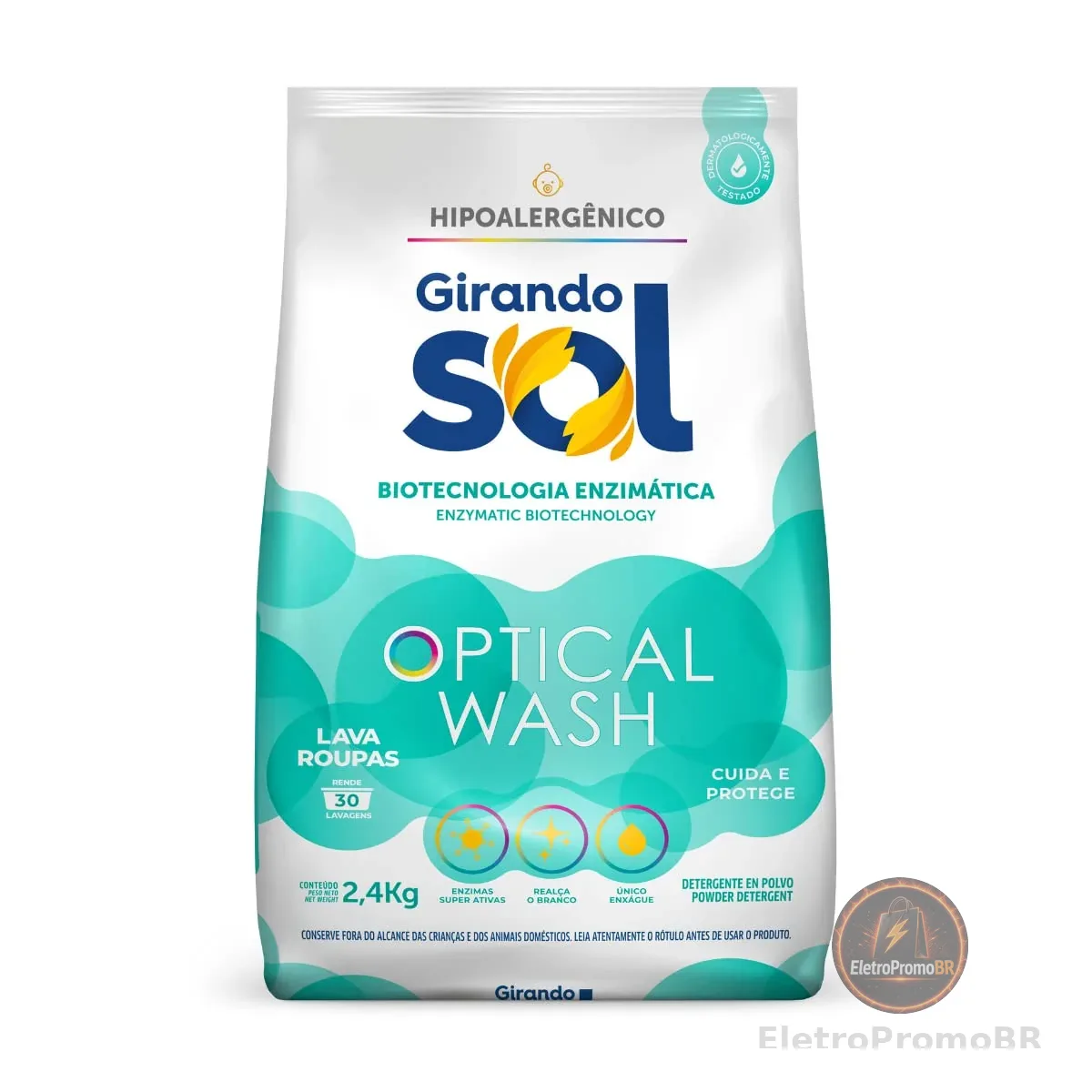 Girando Sol Lava Roupas Em Pó Hipoalergênico 2 4Kg