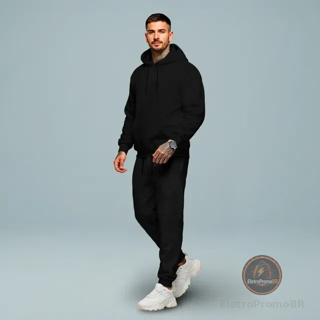 Conjunto Calça E Blusa De Moletom Liso Masculino Unissex