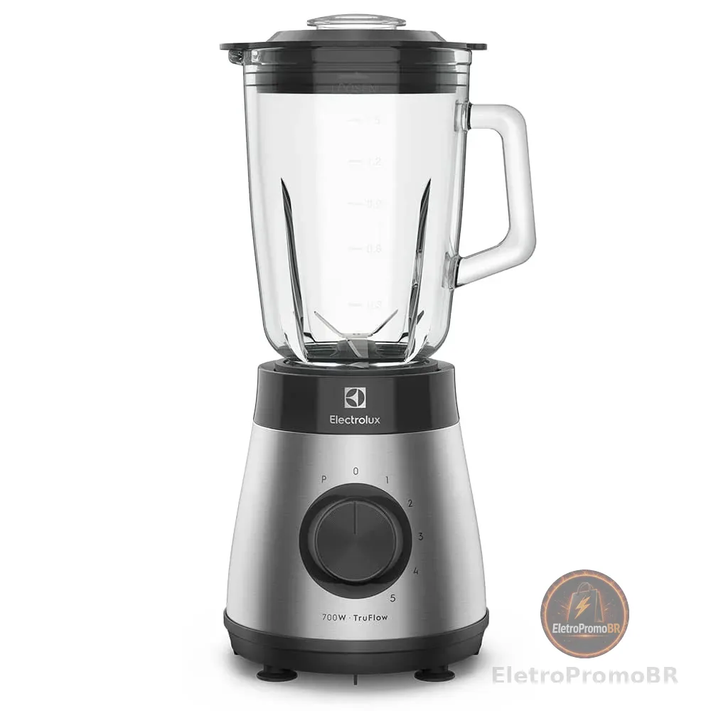 Electrolux Liquidificador inox jarra de vidro resistente capacidade 1,5L 5 velocidades função pulsar 700W EBS30 127v
