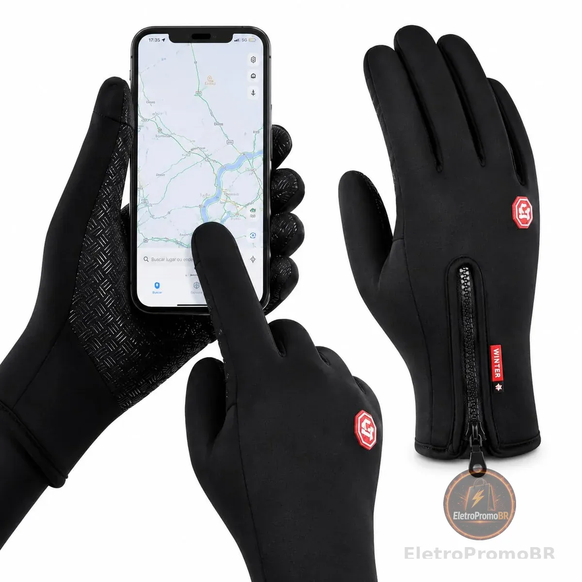 Luva Térmica Impermeável para Moto e Bicicleta com Touchscreen, Antiderrapante, Corta Vento, Unissex para Ciclismo, Motociclismo, Corrida, Trilha e Uso no Inverno
