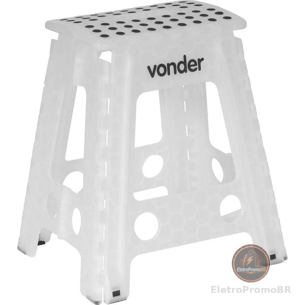 Banqueta Plástica Dobrável, Branca, Altura 450 Mm, Vonder