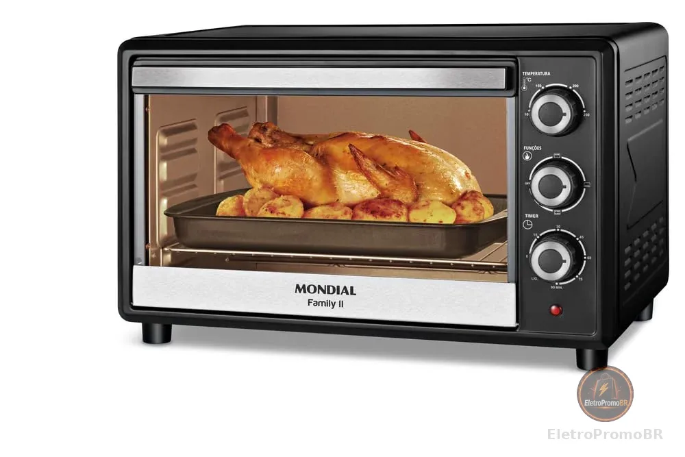MONDIAL Forno Elétrico 42L Family II, Preto/Inox, 1600W, 220V - FR-42
