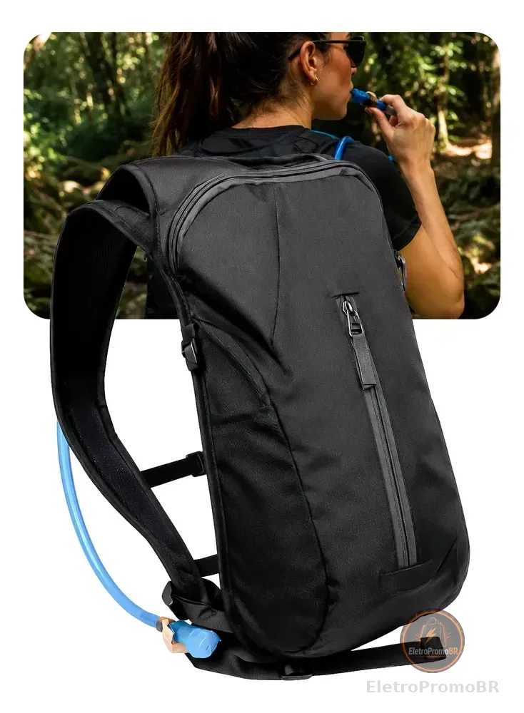 Mochila Hidratação 2l Térmica Ciclismo Caminhada Trilha Preto Liso