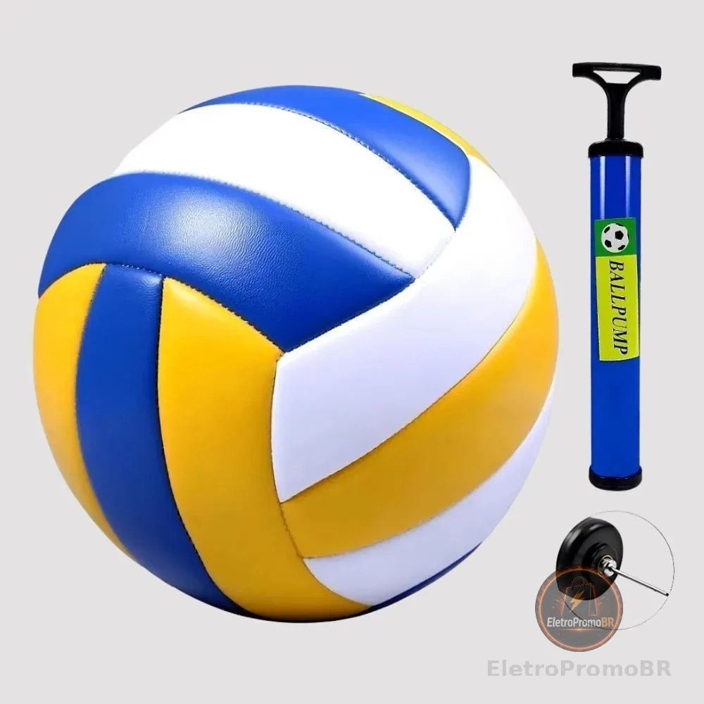 Kit Bola de Vôlei Oficial Nº 5 Acompanha Bomba de Ar Original Voleibol Infantil/Adulto