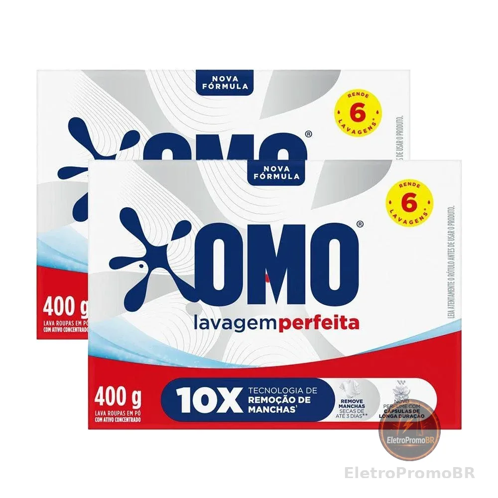Kit 2 Lava-Roupas em Pó Omo Lavagem Perfeita 400g
