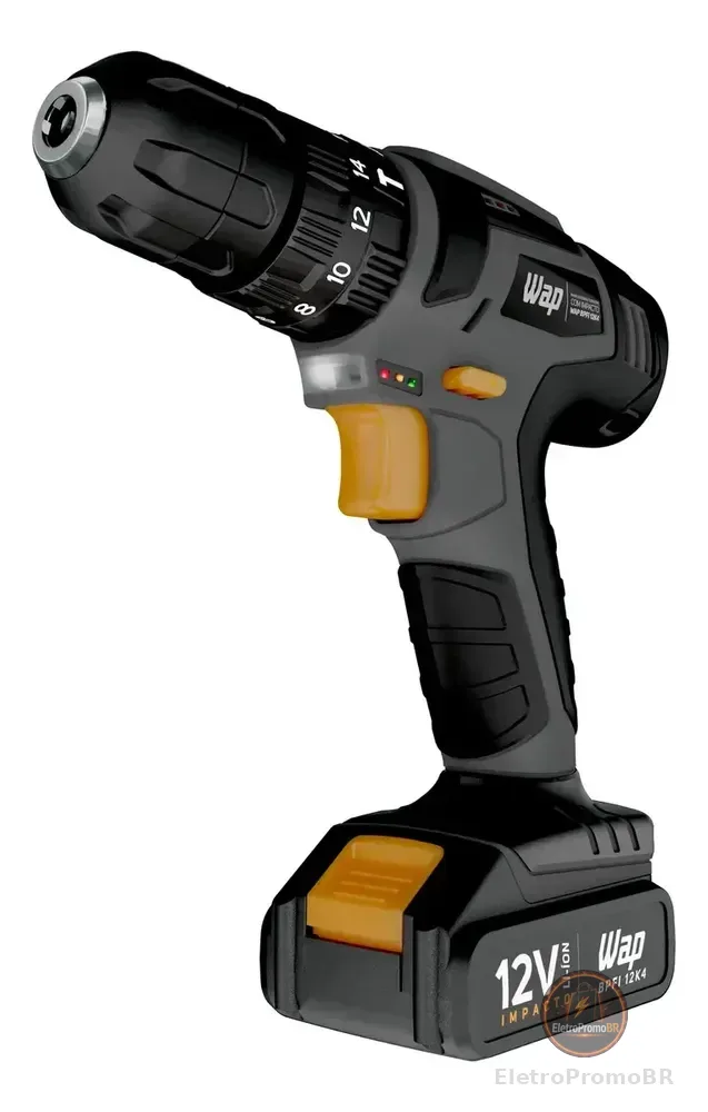Parafusadeira e Furadeira com Impacto WAP BPFI 12K4 com Led de Iluminação Maleta