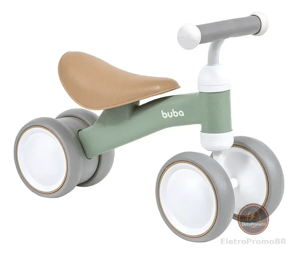 Bicicleta De Equilíbrio 4 Rodas Buba Retro Sem Pedal Verde