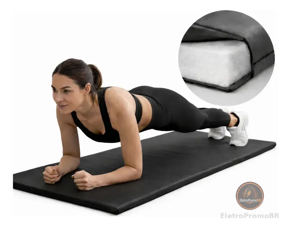 Colchonete Academia 90x40x2cm Treino Em Casa Funcional Preto