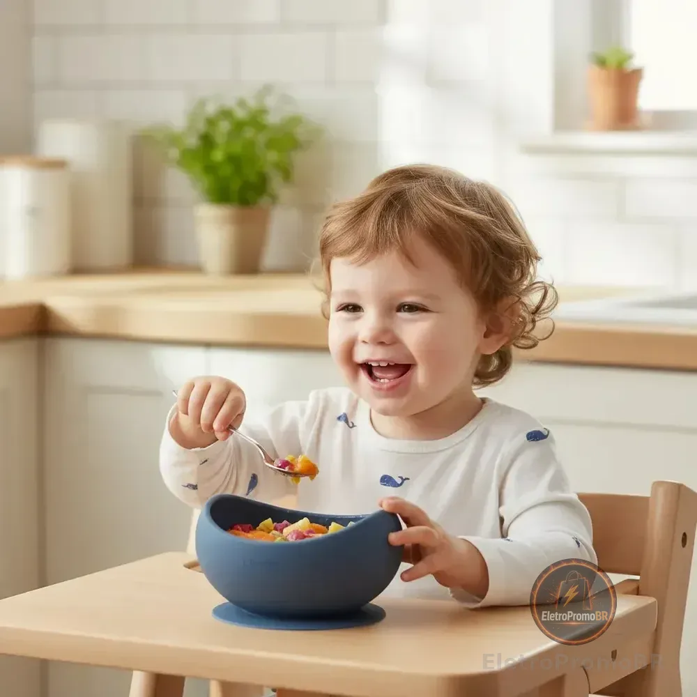 Tigela Bowl Infantil Azul Silicone Ventosa Clingo