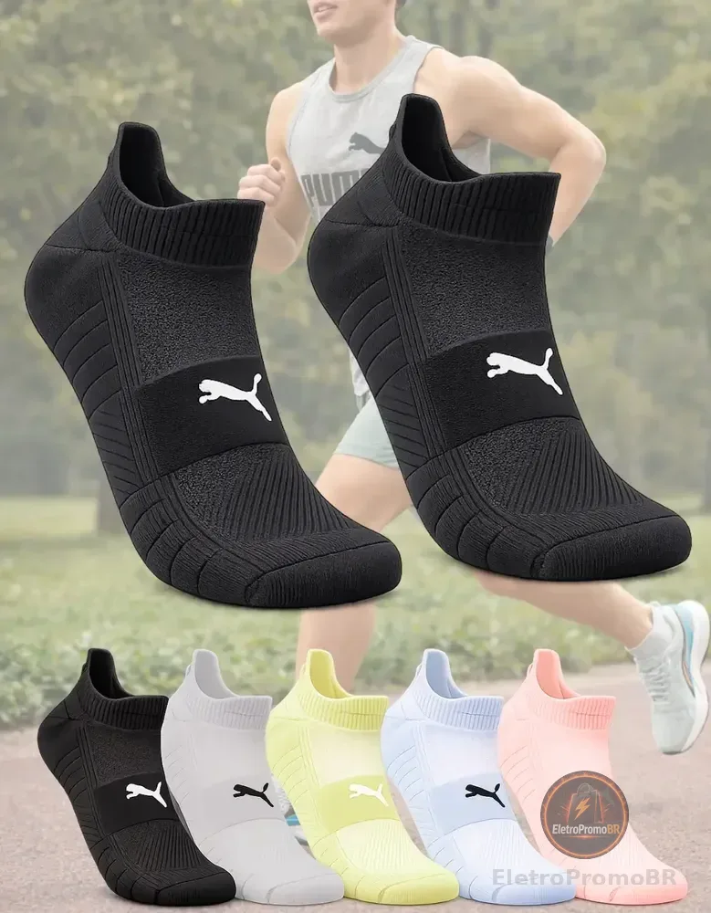 Meia Puma Poliamida Esportiva Corrida Dry Academia Soquete Preto M (34-39)