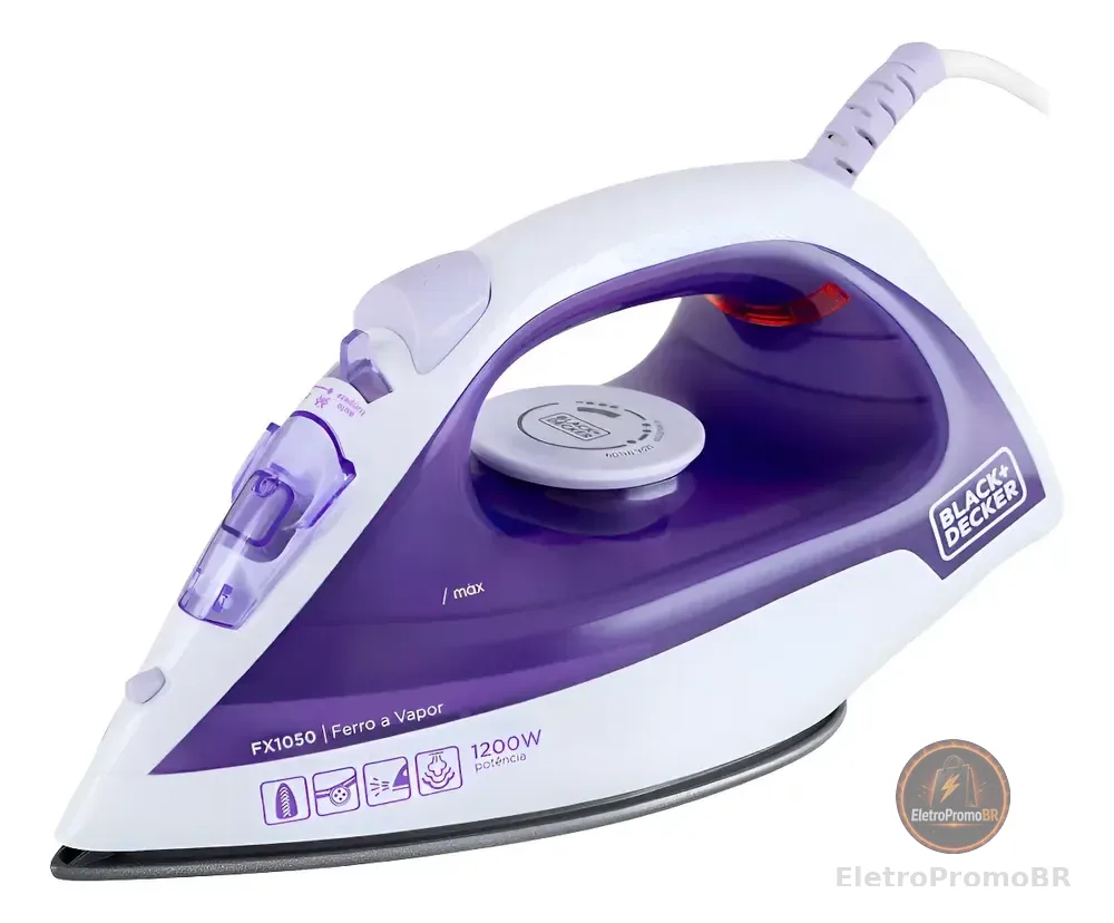 Ferro De Passar Roupa À Seco Ou Vapor Black Decker Fx1050 Roxo 127v Lavanda