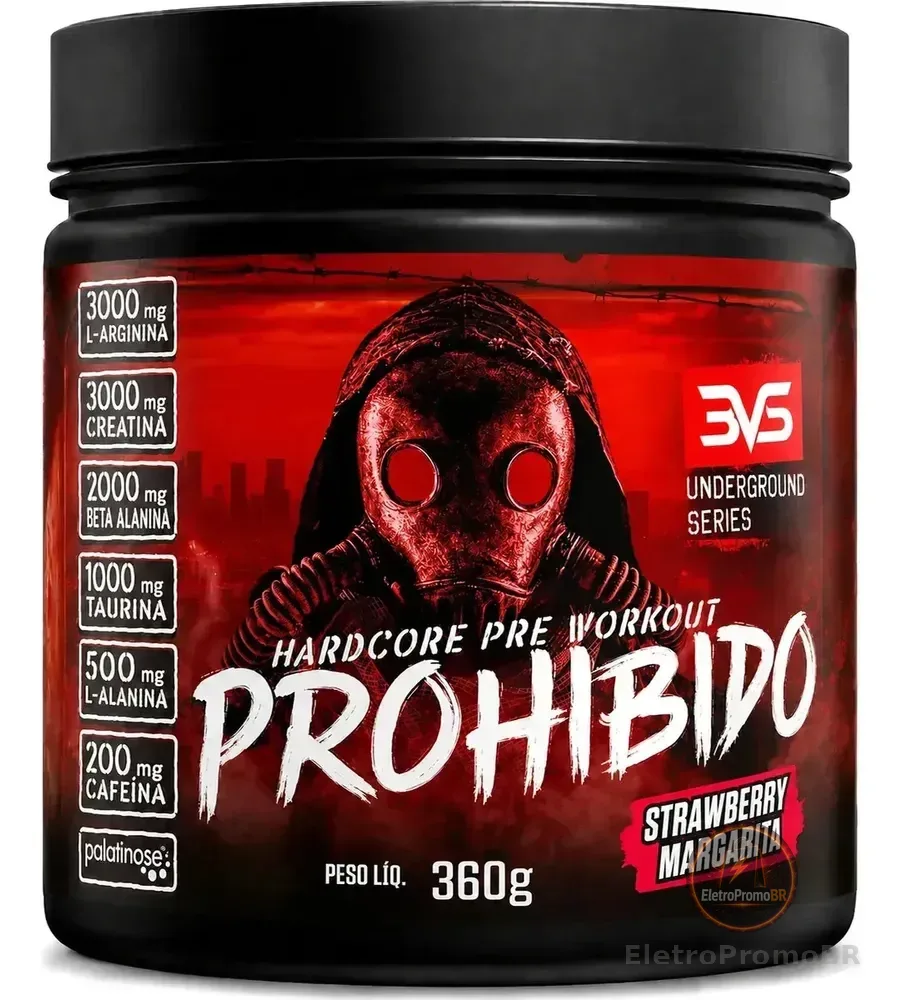 Pré Treino Prohibido Com Creatina E Beta Alanina 360g - Sabor: Strawberry Margarita - 3VS Nutrition