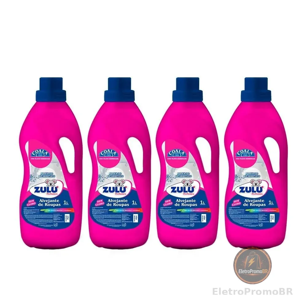 Kit  4 Unidades Alvejante de Roupas Zulu Perfumes / Coala 1L