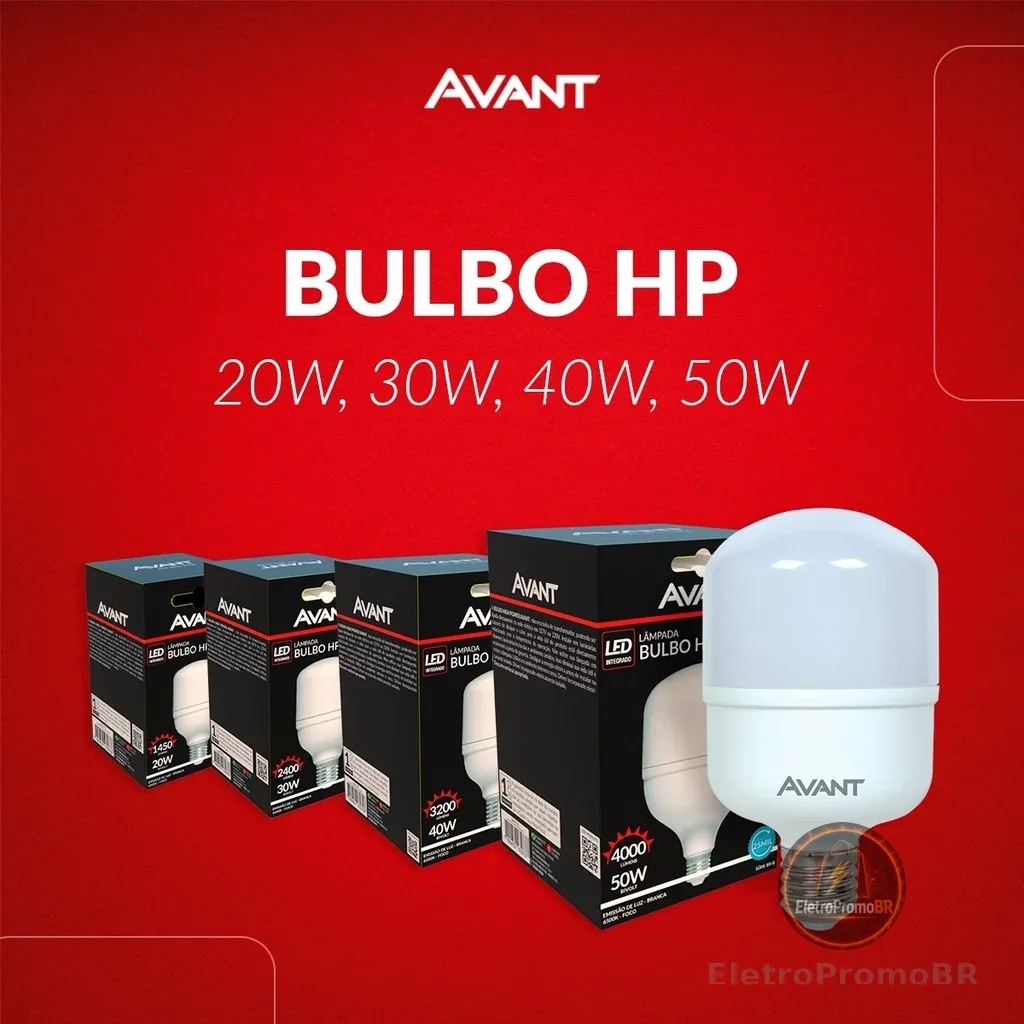 Lâmpada Bulbo Led Hp 20w 30w 40w 50w Branco frio e Quente 3000k a 6500k E27 Bivolt 110v/220v