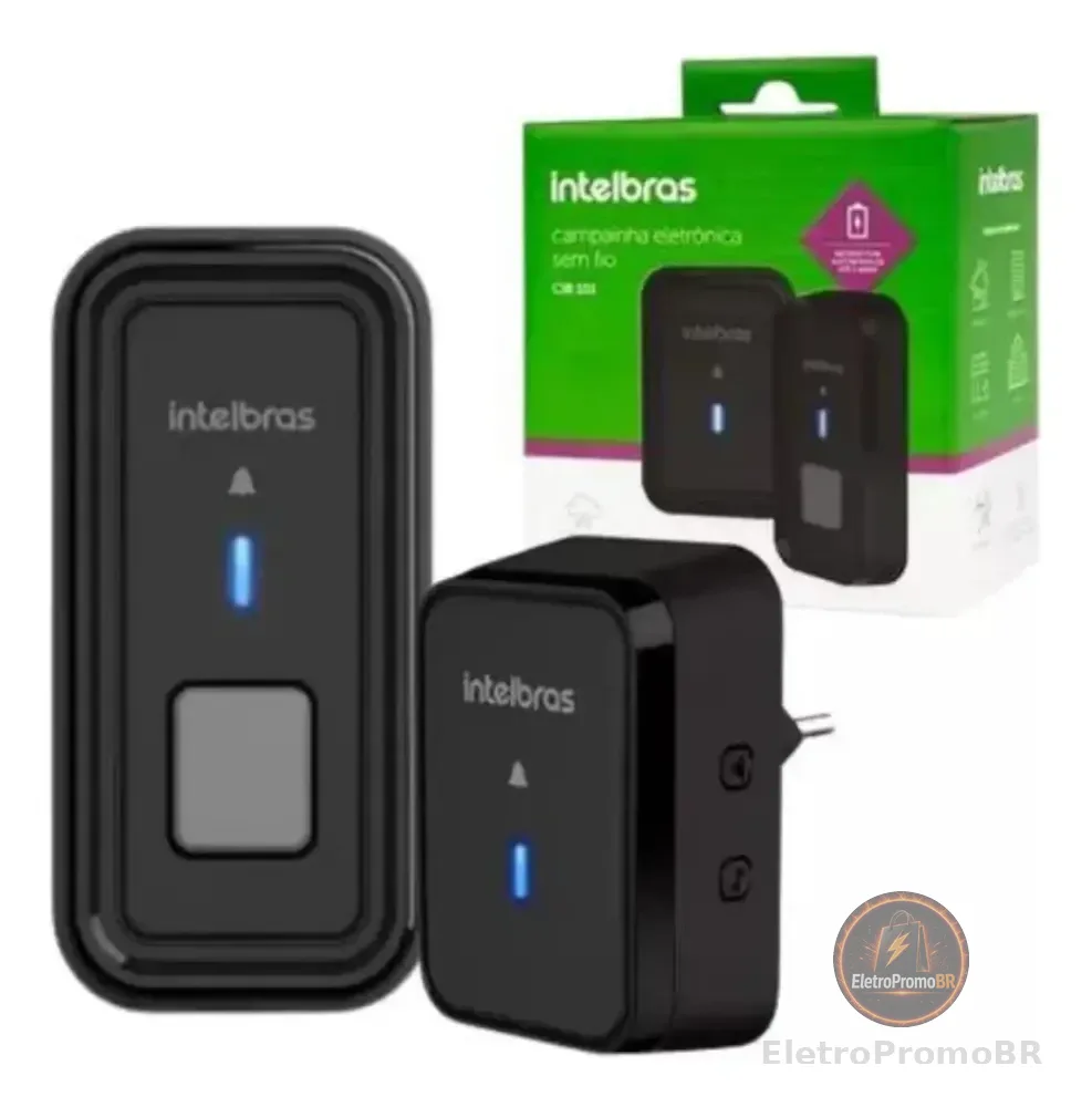 Campainha Sem Fio Cib 101 Intelbras Alcance Até 100 Metros Cor Preto